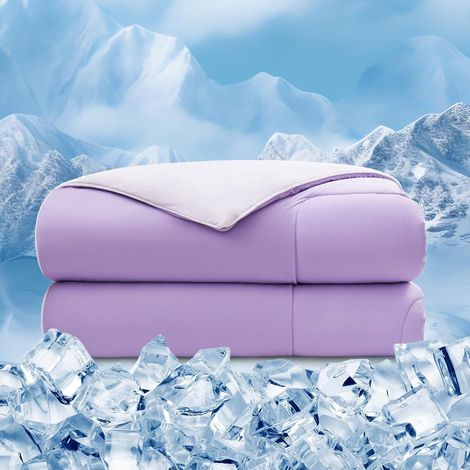Couverture d'été rafraîchissante 135x210 cm violette, technologie Arc-Chill, lavable (1/5)