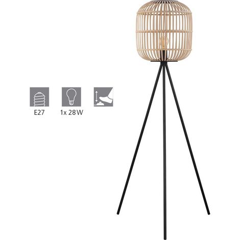 Eglo Stehleuchte Bordesley schwarz-natur 139 x 35 cm E27, max. 60 W Stehleuchte (1/5)