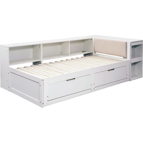 Ausziehbares Bett 90x200 cm mit Schreibtisch und 2 Aufbewahrungsschubladen MODENUIT (1/5)