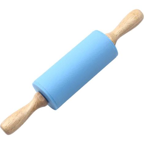 1 Rouleau à pâtisserie silicone rotatif, poignée bois ergonomique, surface antiadhésive, pour pain et pâtes (1/5)