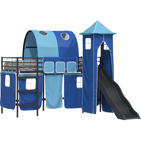 Kids'Loft Bed Frame Black and Blue 90 x 190 cm Metal vidaXL