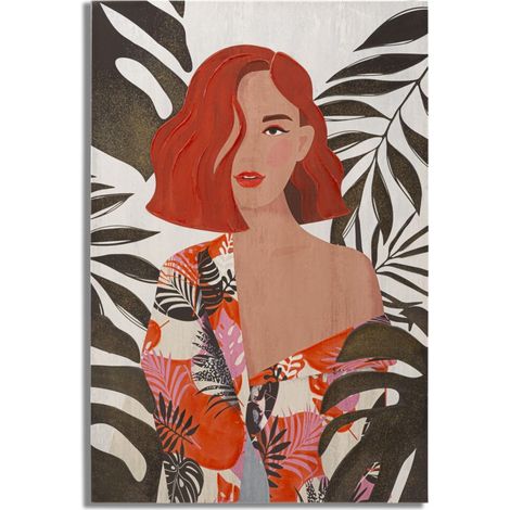 Toile Imprimée Déco "Lady Jungle Face" 80x120cm Multicolore (1/5)