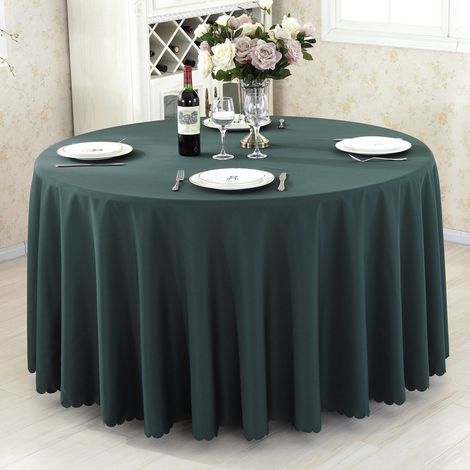 GDHZS-Nappe Ronde Maison hôtel Jupe de Table de Banquet Vert foncé 280cm de diamètre (1/3)