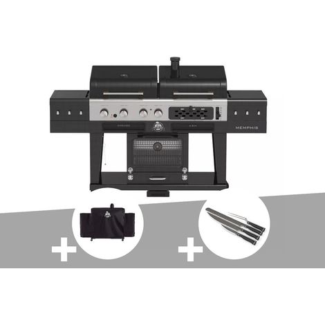 Barbecue hybride Memphis Ultimate version 2,0 + Housse de protection + Set de 4 couteaux - Pit Boss
