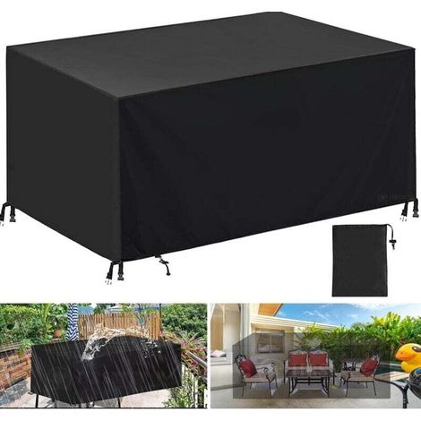 Rectangular Garden Table Cover, Protective Furniture Cover, Waterproof UV-Resistant Garden Lounge Tarpaulin, Outdoor Table Cover (Black, 21313272cm 420D) (1/4)