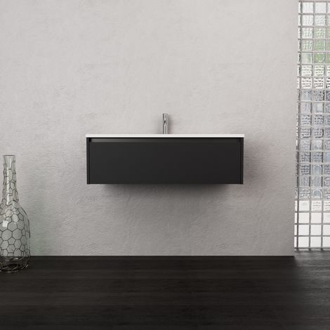 Inda - Mobile bagno L.100 con lavabo opaco / Nero opaco 1