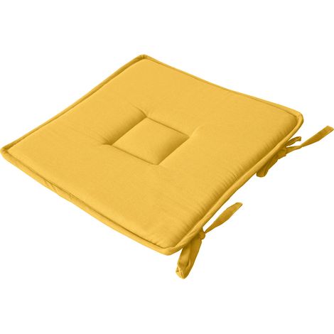 Galette plate à nouettes 40 x 40 cm LOLA 100% coton coloris JAUNE