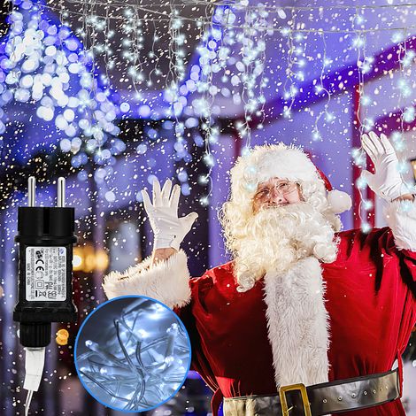 Randaco 10M 200 LED Tenda luminosa - Ghirlanda luminosa Natale LED - 8 Modalità IP44 Impermeabile Decorazione di Natale, Feste, Balcone, Giardino - Bianco Freddo