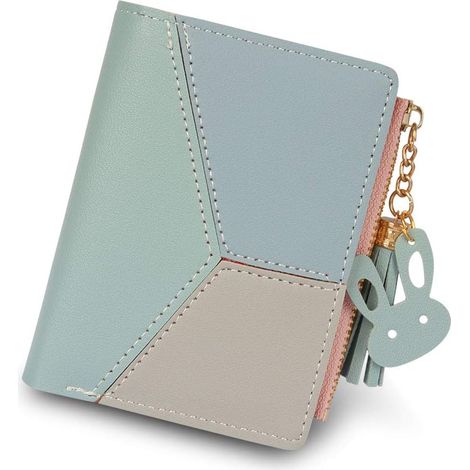 Sac à main avec poche zippée pour pièces de monnaie en cuir PU à glands (bleu), (1/2)