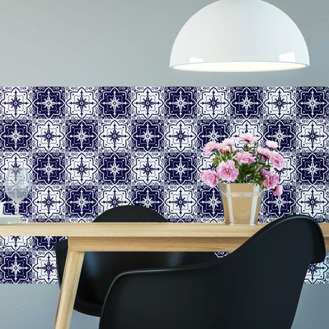Sticker Mural Carrelage adhésif Cuisine Salle de Bain - 60 STICKERS CARREAUX DE CIMENT AZULEJOS MILAGRO - 60stickers20x20cm (1/5)
