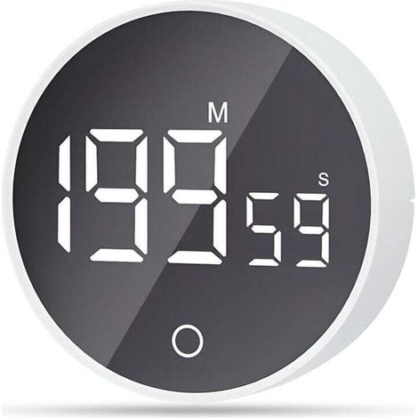 Horloge Minuterie visuelle magnétique, compte à rebours de 60 minutes avec 3 niveaux de volume, minuterie courte, grand écran LED - Blanc (1/4)