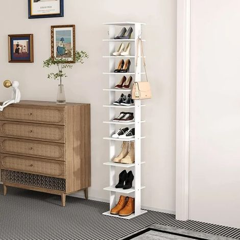 White 10 Tier Household Space Saving Shoe Rack (1/5)