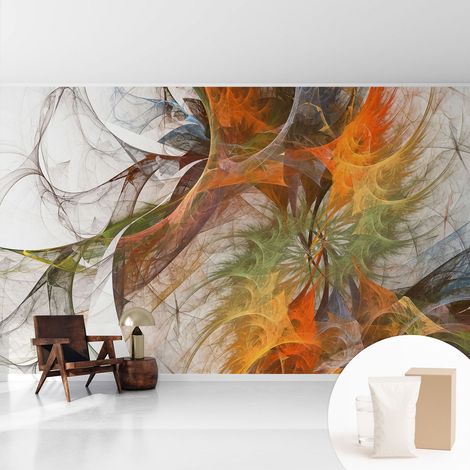 Tapete Vliestapete mit Kleber - Wandgestaltung - Tapete Wohnzimmer - Flur Eingangsbereich Abstraktes Kaleidoskop 416x254 cm (1/5)
