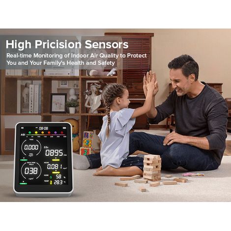 Détecteur de Qualité d'Air BOOSTER AK16 6-en-1 CO2 HCHO TVOC Température Humidité Interface Type-C Compact (1/5)
