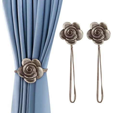 Magnethaltevorhänge aus Harz, im Vintage-Blumenstil mit Kordel - A370