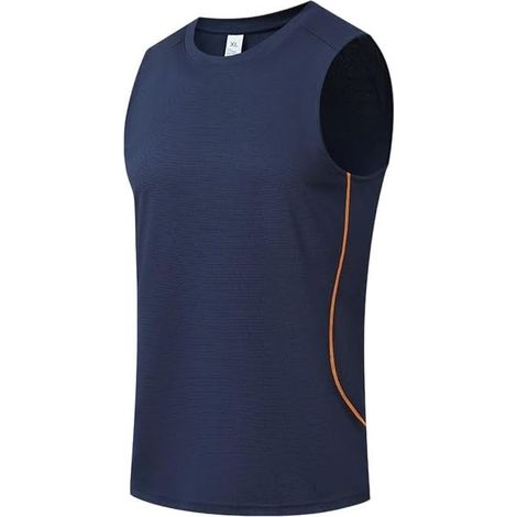 Men's quick-drying training tank top – Breathable sports vest for running and bodybuilding – Sleeveless athletic shirt for summer – Royal blue (size M, navy blue) (1/5)