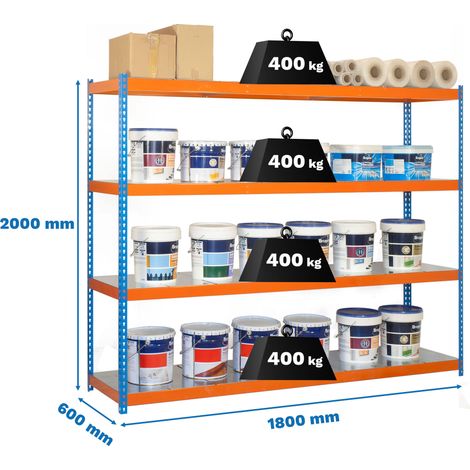 Simonrack Scaffale in Metallo Blu e Arancione 2000x1800x600 mm