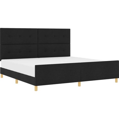Maison Exclusive - Cadre de lit avec tĂŞte de lit Noir 200 x 200 cm tissu (1/5)