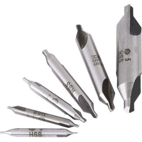 Kit de 6pcs Forets à Centrer HSS 60° Ø 1/1.5/2/2.5/3/5mm pour Métal (1/4)