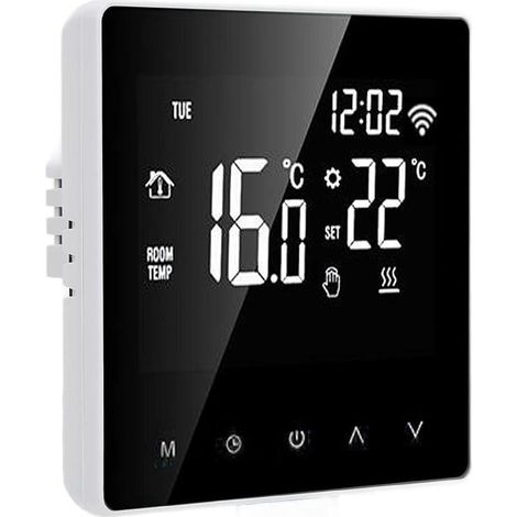 Termostato da parete intelligente WiFi FOREHILL ME81H AC 230V, display LCD, termostato per riscaldamento a pavimento (16 A, retro bianco e pressione bianca) (1/4)