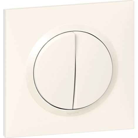 Interrupteur double ou interrupteur 2 voies Dooxie 10A-230 V  fourni avec plaque carrée blanche (1/3)