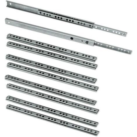 3009805 Lot de 5 paires (10 pièces) Coulisses/Glissières à Billes Extrait Partie 17mm x 278mm pour Tiroir, Zingué (1/5)