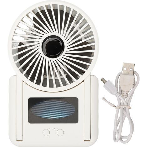 Mini ventilateur rechargeable pliable, silencieux et réglable, avec éclairage LED, portable pour table, vitesse ajustable (1/5)