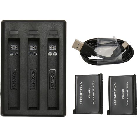 Chargeur batterie 3 emplacements pour Insta360 ONE X2 + câble USB-C et 2 batteries de rechange (1/5)