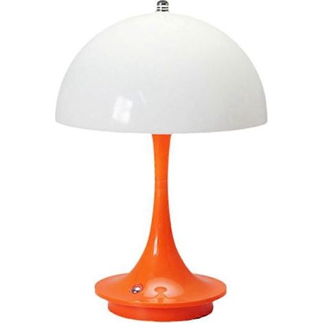 Lampe de bureau LED champignon orange, rechargeable par USB, luminosité réglable. (1/5)