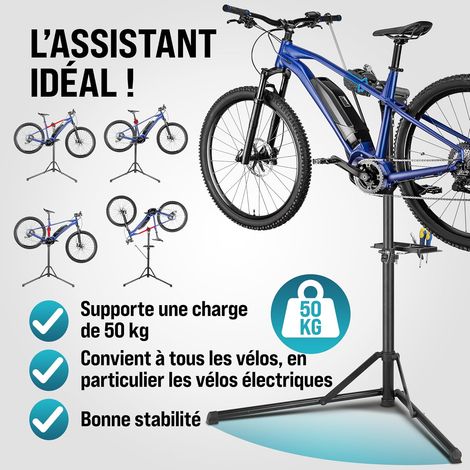 Pied d'atelier vélo Pliable 30/50kg réglable Hauteur Sac de Transport raccord Rapide Pied de réparation VTT Support vélo électrique (1/5)
