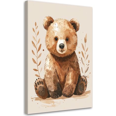 Impression sur Toile, Petit ours animaux de la forêt,20x30 (1/4)