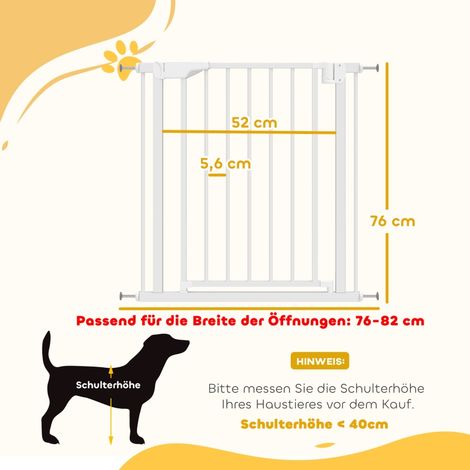 Barrière de portail sans perçage avec fermeture automatique pour enfants Escalier de cuisine 76-82 x 76 cm Blanc