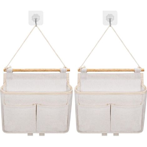 Sac De Rangement Mural, 2pcs Sac à Suspendre Organisateur De Poche (Beige) (1/5)
