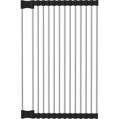 Panier égouttoir d'évier pliable en acier inoxydable – 43,5 x 28,5 cm – Résistant à la chaleur jusqu'à 232 °C – Pour sécher fruits et légumes (1/5)