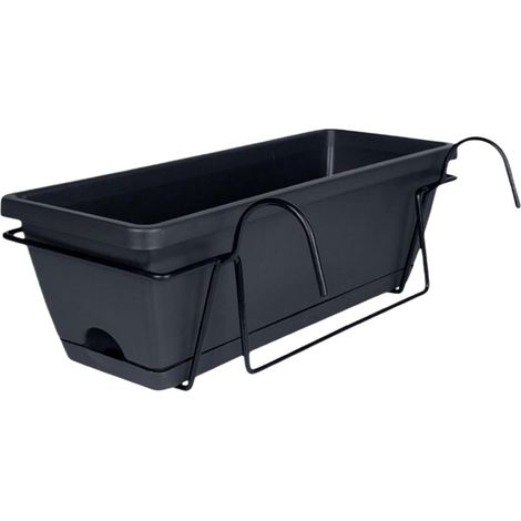 Planteur Garde-Corps - Lot de 17 - Résine Durables - Trous Drainage - Balcon Terrasse Jardin - Noir (1/5)