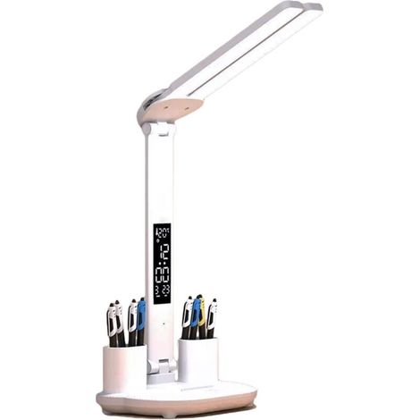 Lampe de bureau LED à intensité variable avec 3 températures de couleur - Écran LCD multifonction - Lampe de chevet - Pas de scintillement - Protection des yeux - Convient pour le bureau, la chambre à (1/5)