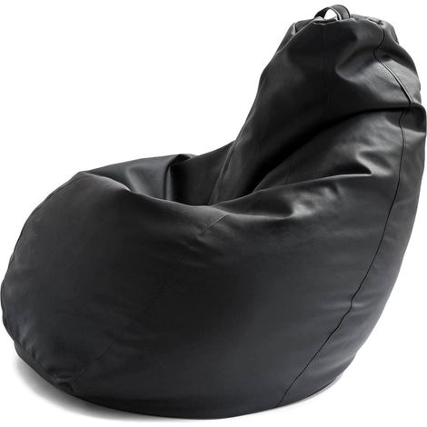 Talamo Italia - Pouf Asino, Pouf a sacco, Poltrona a sacco in ecopelle, 100% Made in Italy, 70x70h110 cm, Nero
