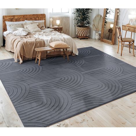 Paco Home – Tapis à poils ras 160x220 cm – Motif géométrique boho – 100% polyester – Épaisseur 12-14 mm – Adapté au chauffage au sol jusqu'à 24°C