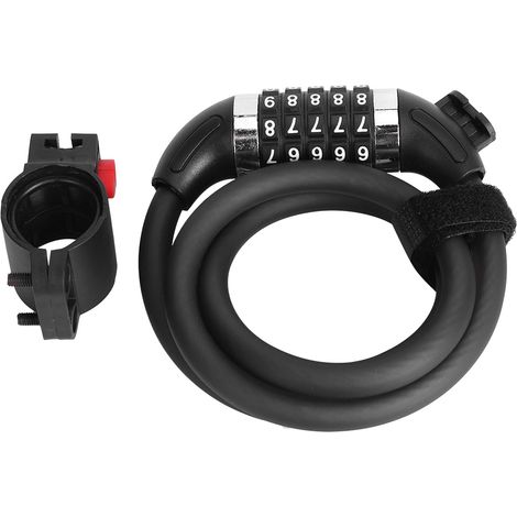 Câble antivol vélo à combinaison 5 chiffres - Sécurité renforcée pour VTT et vélo électrique (1.2m) (1/5)