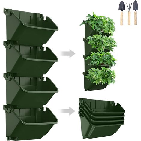 Filiyano-Jardinière murale verticale, lot de 4 jardinières murales à arrosage automatique pour tour de plantation verticale d'intérieur, idéale pour (1/5)