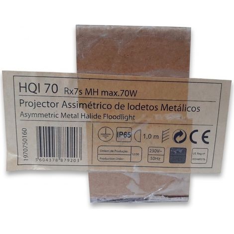 BLINKPRO - Projecteur extérieur asymétrique - HQI 70W - IP65 - Éclairage professionnel robuste - Voir photos (1/2)