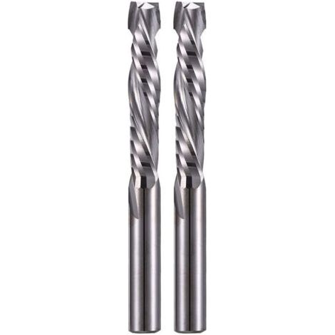 BUNTHAUS Lntyq – Lot de 2 fraises hélicoïdales de compression 6 mm – Tige 6 mm – Longueur de coupe 32 mm – Pour bois dur et acrylique – Haute précision CNC (1/5)