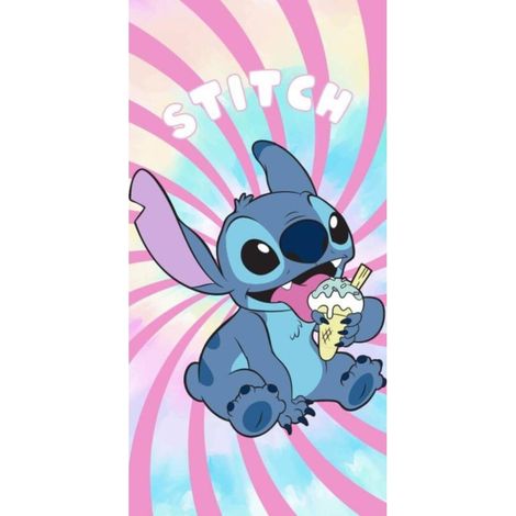Serviette de plage - Stitch mange une glace - 70x140 cm (1/4)