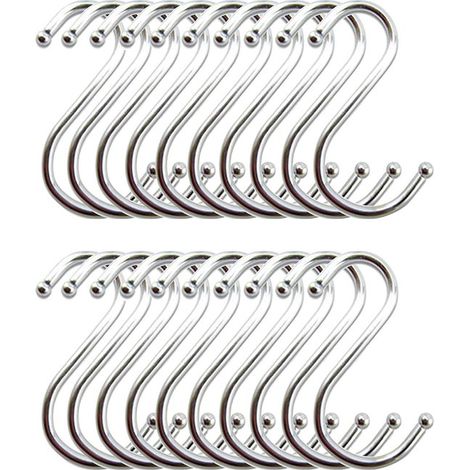 20 ganchos en forma de S de acero inoxidable para cocina，ideales para colgar ollas (1/5)