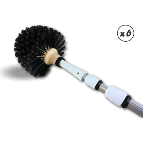 Tête de loup balai brosse boule Manche télescopique aluminium - Quantité x 6 - Tête de loup PRO manché 3,8 m