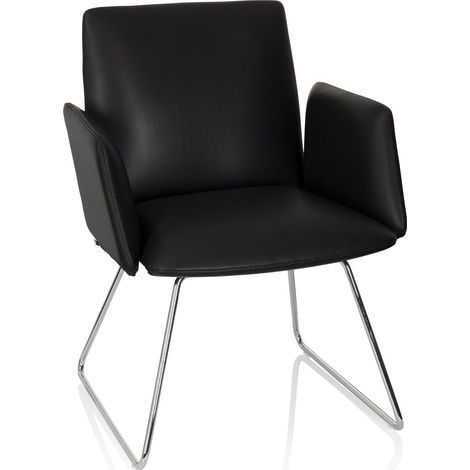 Besucherstuhl / Kufenstuhl DESIGNIA V Kunstleder schwarz hjh OFFICE (1/5)
