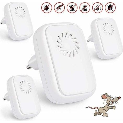 Lot de 4 Répulsifs à Ultrasons Anti Insectes Électrique Intérieur Contre Moustiques Cafards Puces Reptiles (1/4)