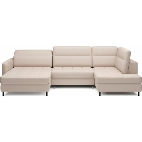 Divano angolare trasformabile BERTHO 306 cm beige – Angolo sinistro con baule (1/5)