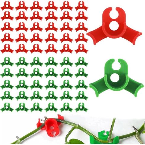 90° biegbare Pflanzenstützen – 60er-Packung, aus robustem Kunststoff, grün und rot – Ideal zur Unterstützung des Pflanzenwachstums