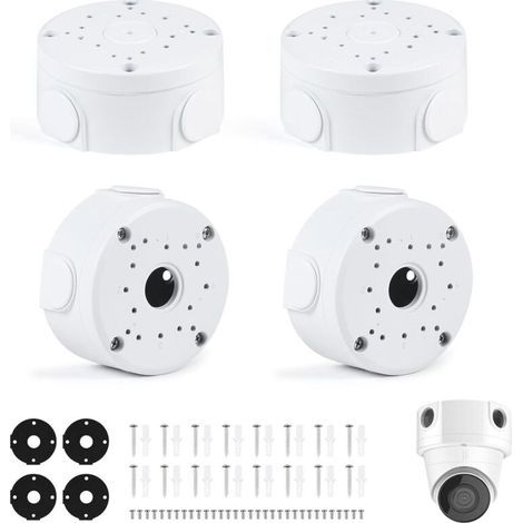 4x Boîte de Jonction pour Caméra en Aluminium, Boîte de Montage de Caméra Universel Étanche Support de Câble Caché pour Caméras Bullet Dôme Hémisphérique Extérieur et Intérieur (1/5)